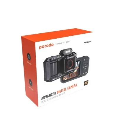 Porodo Advanced Digital Camera Video Stabilization & 18X Zoom - Black
